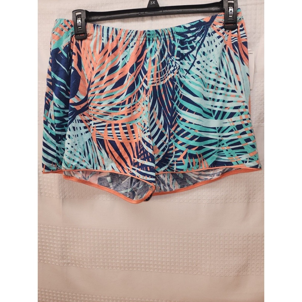 Sonoma Womens Large Tropical Palm Leaf Sleep Shorts Loungewear Multicolor